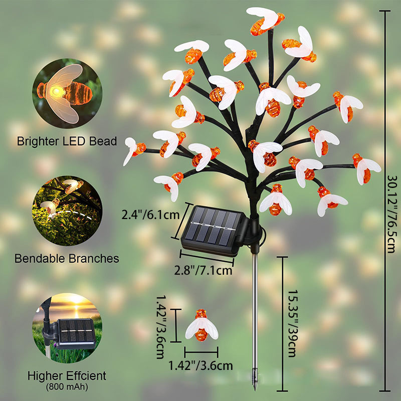 Moderne Art Deco PVC Solar 20 Licht Simulation Biene Outdoor Rasen LED Boden Einstecklicht für Garten 