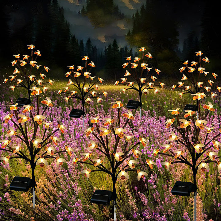 Art déco moderne PVC solaire 20 lumières simulation abeille lumière LED à insérer dans le sol pour jardin 