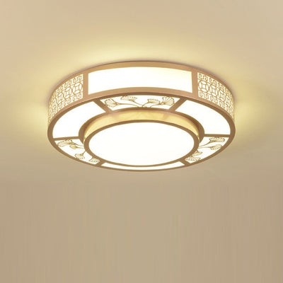Plafonnier LED rond en fer acrylique chinois traditionnel pour salon 