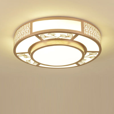 Plafonnier LED rond en fer acrylique chinois traditionnel pour salon 