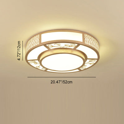 Plafonnier LED rond en fer acrylique chinois traditionnel pour salon 