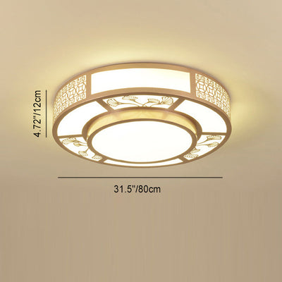 Plafonnier LED rond en fer acrylique chinois traditionnel pour salon 