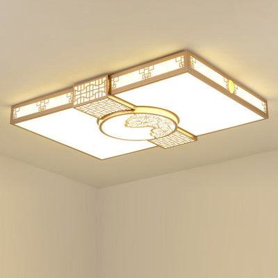 Traditionelle chinesische Eisen Acryl Rechteck LED Unterputz Deckenleuchte für Wohnzimmer 