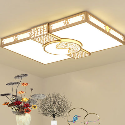 Traditionelle chinesische Eisen Acryl Rechteck LED Unterputz Deckenleuchte für Wohnzimmer 