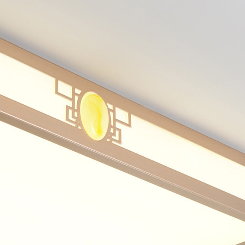 Traditionelle chinesische Eisen Acryl Rechteck LED Unterputz Deckenleuchte für Wohnzimmer 
