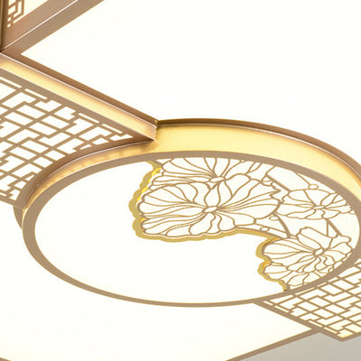 Traditionelle chinesische Eisen Acryl Rechteck LED Unterputz Deckenleuchte für Wohnzimmer 