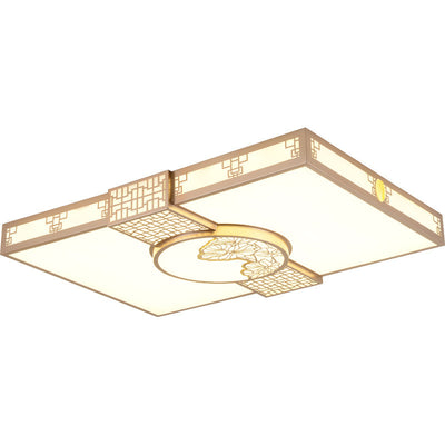 Traditionelle chinesische Eisen Acryl Rechteck LED Unterputz Deckenleuchte für Wohnzimmer 