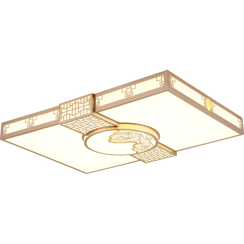 Traditionelle chinesische Eisen Acryl Rechteck LED Unterputz Deckenleuchte für Wohnzimmer 