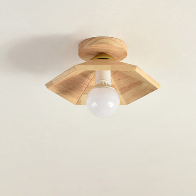 Plafonnier rond en bois minimaliste moderne à 1 lumière pour salon 