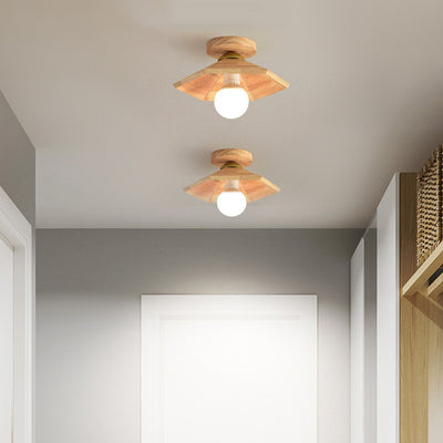 Plafonnier rond en bois minimaliste moderne à 1 lumière pour salon 