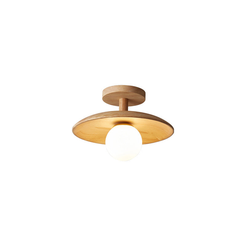 Plafonnier rond en bois minimaliste moderne à 1 lumière pour salon 