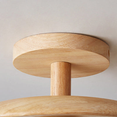 Plafonnier rond en bois minimaliste moderne à 1 lumière pour salon 