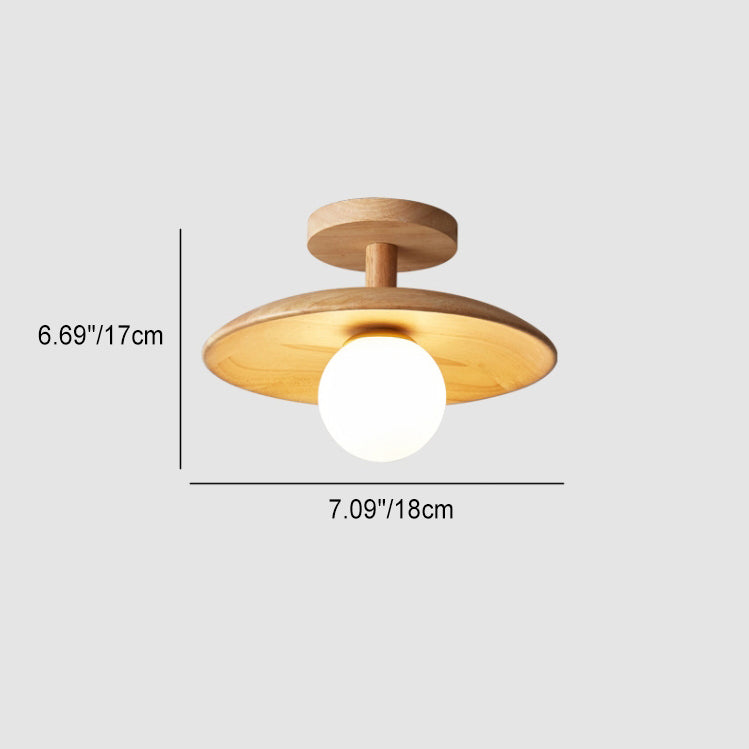 Plafonnier rond en bois minimaliste moderne à 1 lumière pour salon 