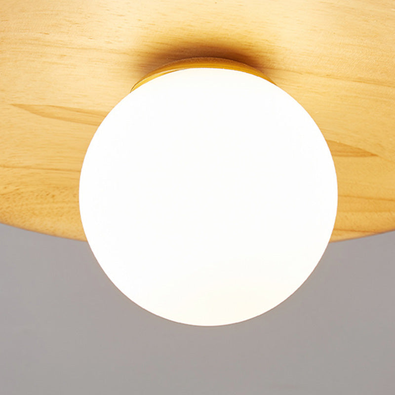 Plafonnier rond en bois minimaliste moderne à 1 lumière pour salon 
