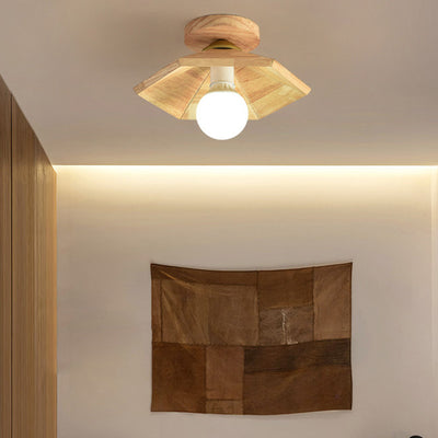 Plafonnier rond en bois minimaliste moderne à 1 lumière pour salon 