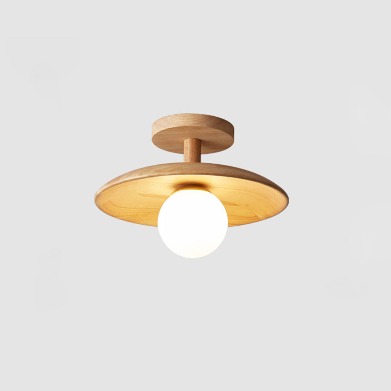 Plafonnier rond en bois minimaliste moderne à 1 lumière pour salon 