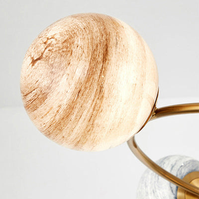 Zeitgenössischer nordischer DomePlanet runder Glas-Eisen 7/13 - Licht Kronleuchter für das Wohnzimmer 