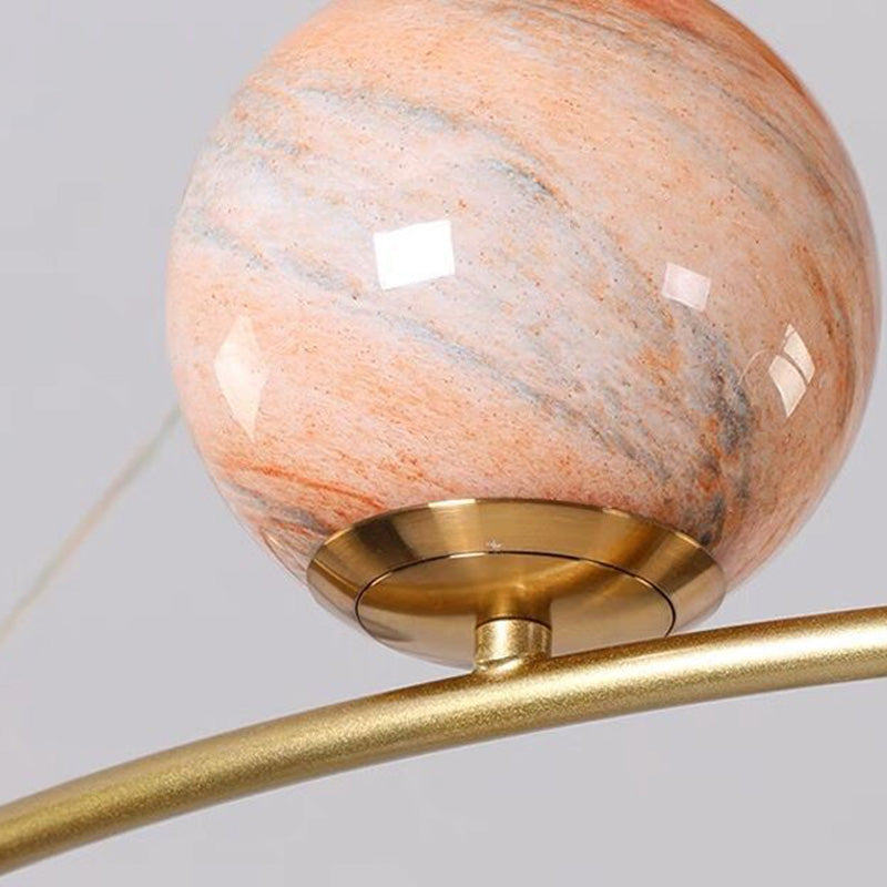 Zeitgenössischer nordischer DomePlanet runder Glas-Eisen 7/13 - Licht Kronleuchter für das Wohnzimmer 
