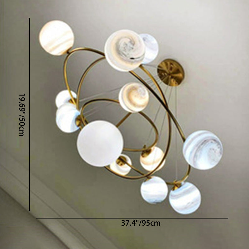 Zeitgenössischer nordischer DomePlanet runder Glas-Eisen 7/13 - Licht Kronleuchter für das Wohnzimmer 