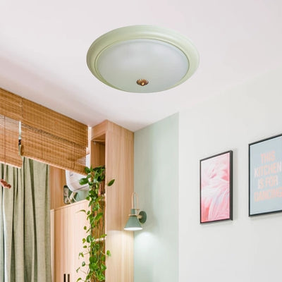 Luz de techo empotrada LED redonda de vidrio y hierro retro contemporáneo para dormitorio 