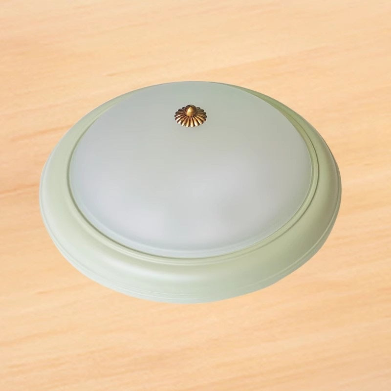 Luz de techo empotrada LED redonda de vidrio y hierro retro contemporáneo para dormitorio 