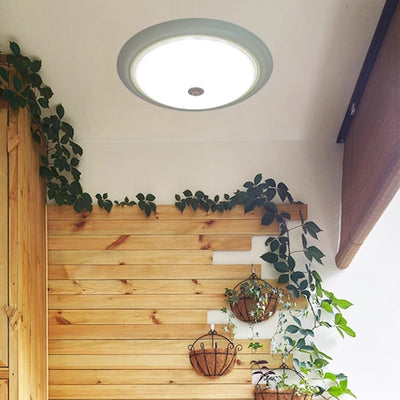 Luz de techo empotrada LED redonda de vidrio y hierro retro contemporáneo para dormitorio 