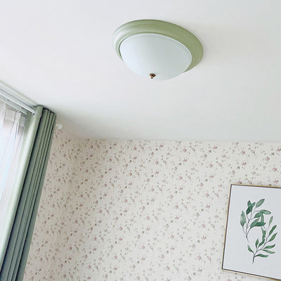 Luz de techo empotrada LED redonda de vidrio y hierro retro contemporáneo para dormitorio 