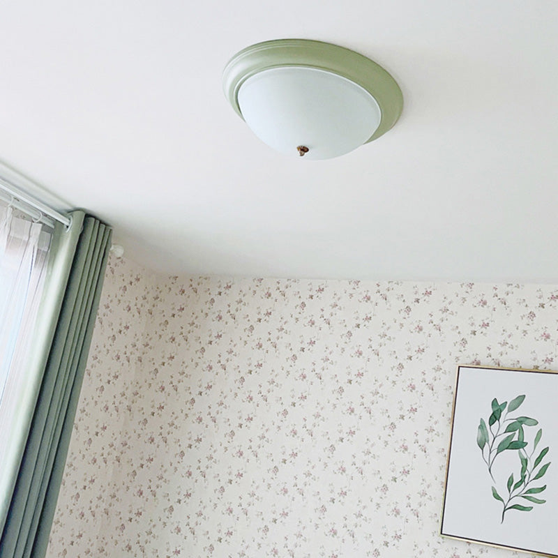 Luz de techo empotrada LED redonda de vidrio y hierro retro contemporáneo para dormitorio 
