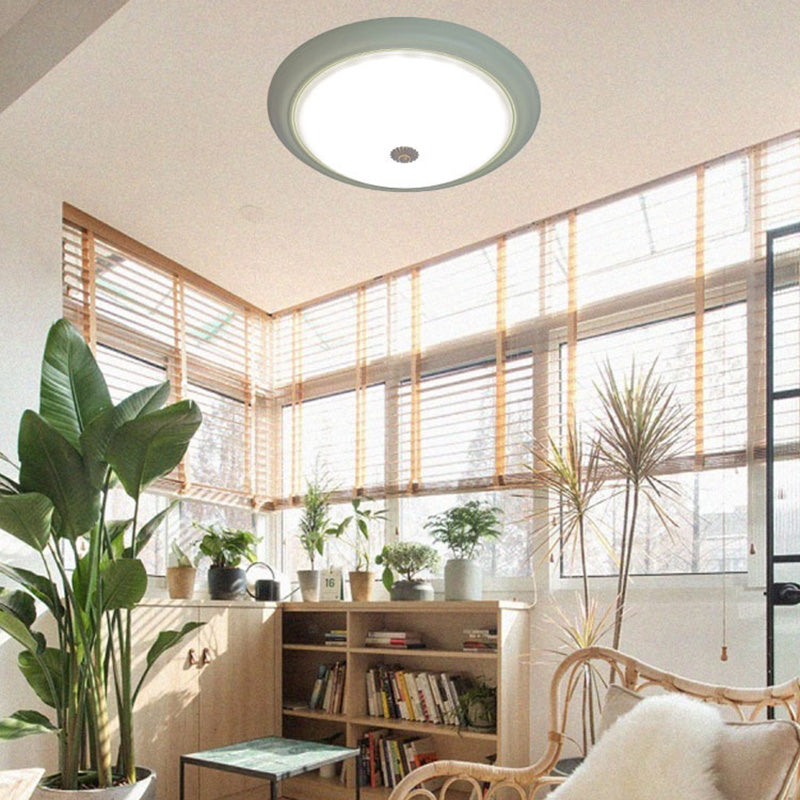 Luz de techo empotrada LED redonda de vidrio y hierro retro contemporáneo para dormitorio 