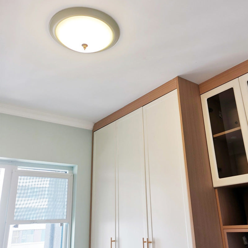 Luz de techo empotrada LED redonda de vidrio y hierro retro contemporáneo para dormitorio 