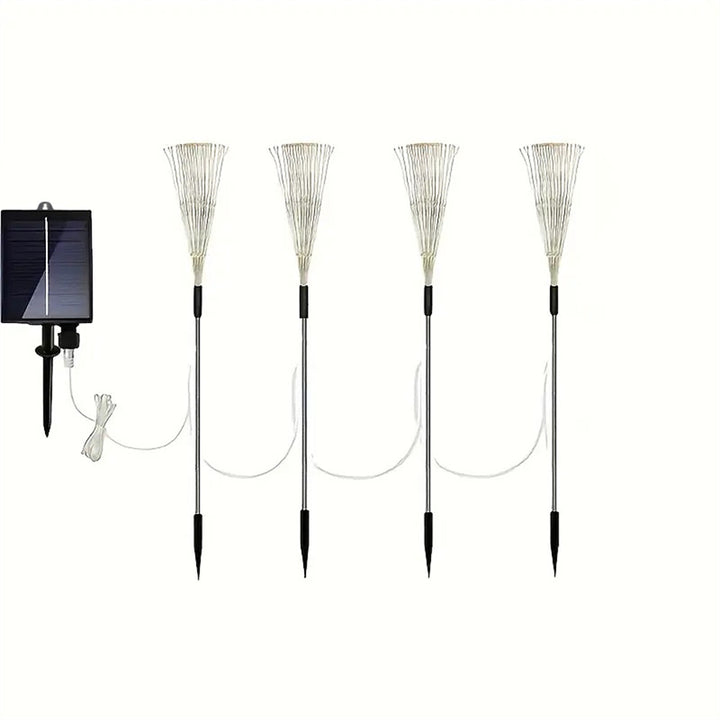 Moderne Art Deco Edelstahl Solar-Löwenzahn-förmige 60/90/120/150/200 Lichter Outdoor Rasen Boden Einstecklicht für Garten 
