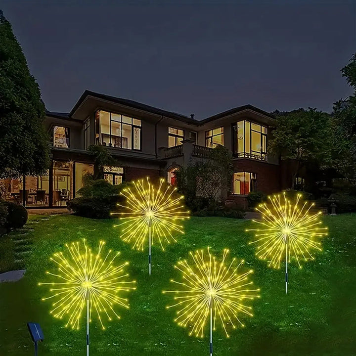 Moderne Art Deco Edelstahl Solar-Löwenzahn-förmige 60/90/120/150/200 Lichter Outdoor Rasen Boden Einstecklicht für Garten 