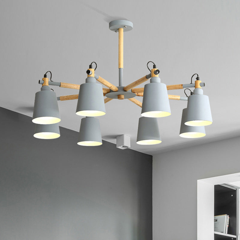 Macarons en bois nordique moderne fer 3/6/8 - Lustre pour salle à manger 