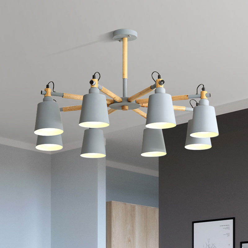 Macarons en bois nordique moderne fer 3/6/8 - Lustre pour salle à manger 