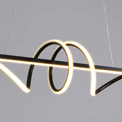 Modern Minimalist Long Curved Line Iron Acrylic LED Chandeliers Island Light For Dining Room