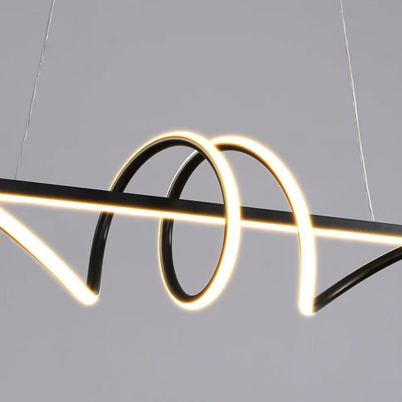 Modern Minimalist Long Curved Line Iron Acrylic LED Chandeliers Island Light For Dining Room