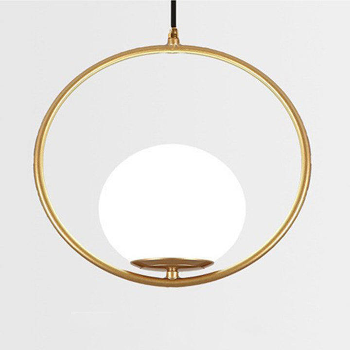 Suspension contemporaine nordique en verre et fer rond à 1 lumière pour salon 