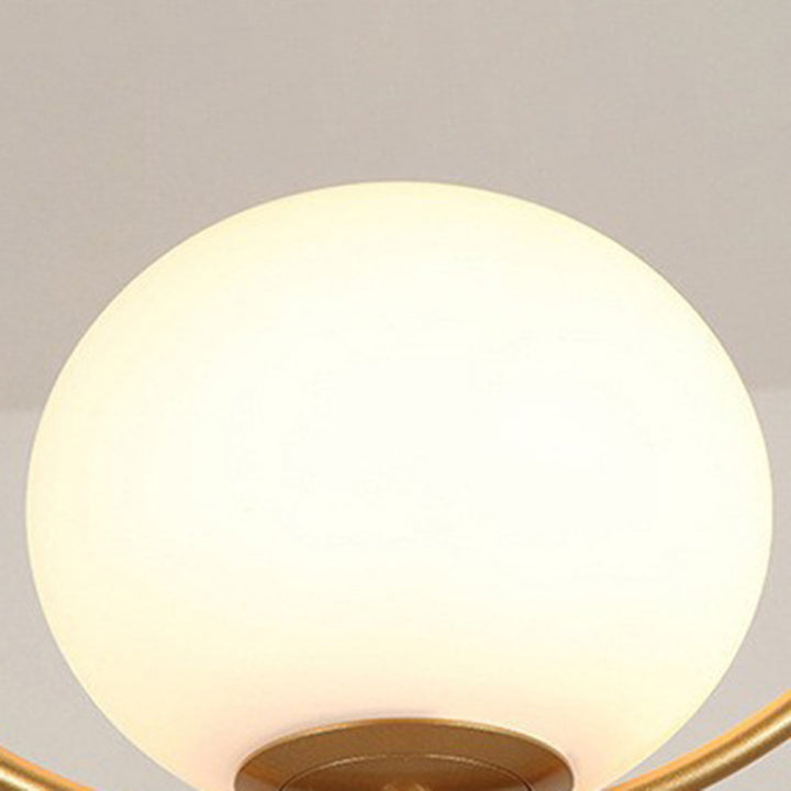 Suspension contemporaine nordique en verre et fer rond à 1 lumière pour salon 