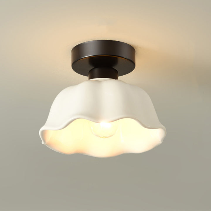 Moderne Einfachheit Keramik Eisen Wellkante 1-Licht Halbeinbau-Deckenleuchte für Flure 