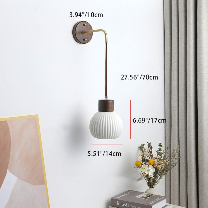 現代北欧陶器銅製1灯ウォールスコンスランプ（寝室用） 