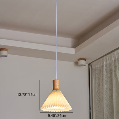 Suspension lumineuse contemporaine en bois et tissu de style bohème avec forme de parapluie à 1 lumière pour salle à manger 