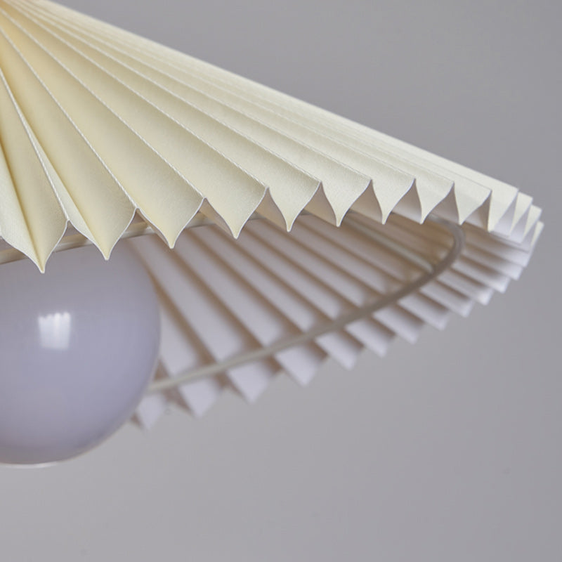 Suspension lumineuse contemporaine en bois et tissu de style bohème avec forme de parapluie à 1 lumière pour salle à manger 