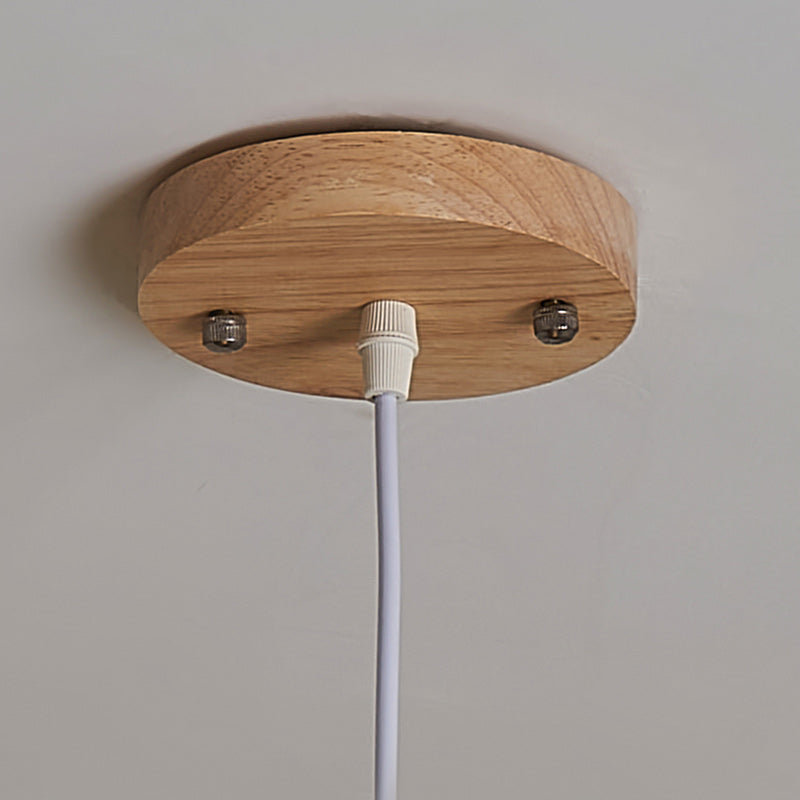 Suspension lumineuse contemporaine en bois et tissu de style bohème avec forme de parapluie à 1 lumière pour salle à manger 