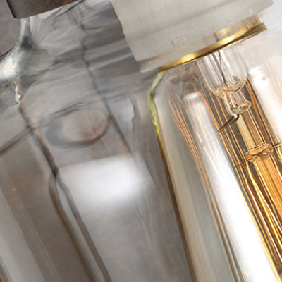 Traditionelle koloniale Kesselform Eisen Glas 1-Licht Wandleuchte für Wohnzimmer 