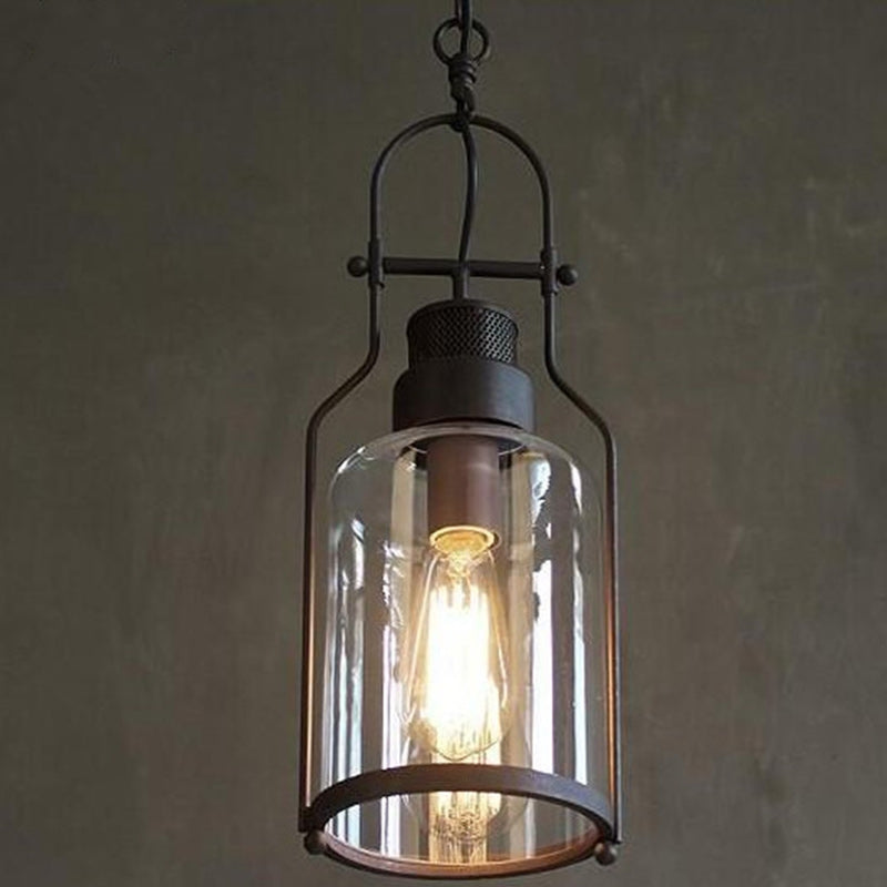 Traditionelle koloniale Kesselform Eisen Glas 1-Licht Wandleuchte für Wohnzimmer 