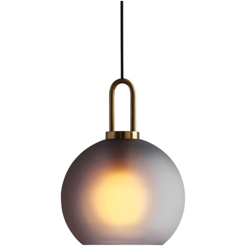 Lustre suspendu à 1 lumière en verre transparent cuivre nordique contemporain pour salon 
