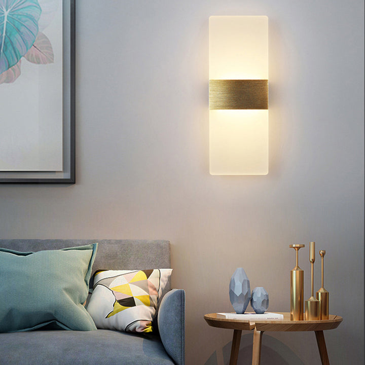 Moderne Einfachheit Acryl Aluminium Rechteck LED Wandleuchte Lampe für Wohnzimmer 