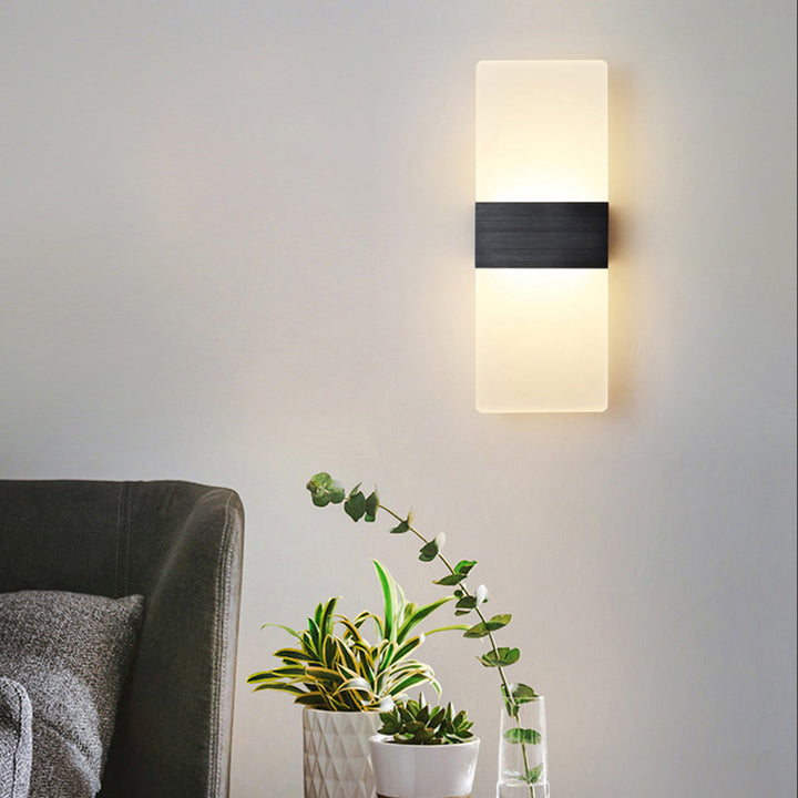 Moderne Einfachheit Acryl Aluminium Rechteck LED Wandleuchte Lampe für Wohnzimmer 