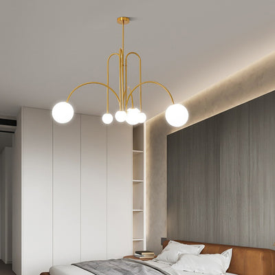 Chandelier contemporain en fer et verre nordique à 6 lumières pour salon 