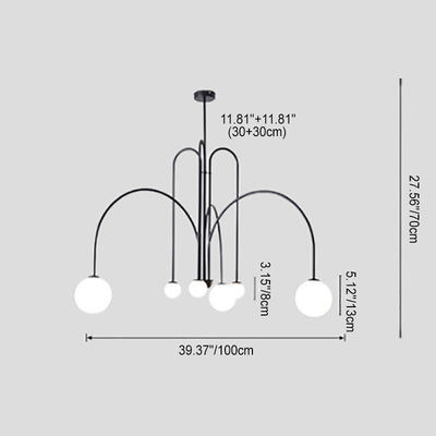Chandelier contemporain en fer et verre nordique à 6 lumières pour salon 
